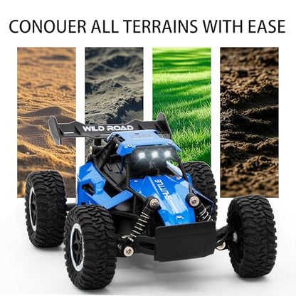 Remote Control Car RC Cars 1:16 All Terrain Monster Truck LED Headlights, Outdoor 2WD Off Road Hobby RC 2.4GHz High Speed, 20Km/h RC Car Toys Gift for Kids Boys 3 4 5-12 (Blue) - color: Blue