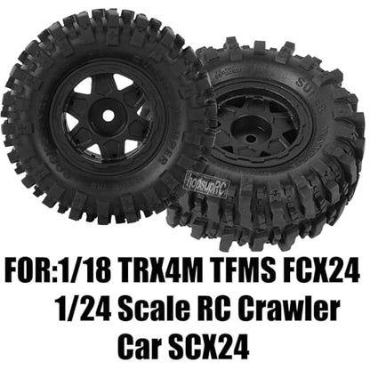 RC 1.0" Plastic Wheel hub and Tire for 1/18 TRX4M 1/24 Axial SCX24 FCX24 Scale RC Crawler Car.Crawler Tires Wheels,4PCS.(Black-C)