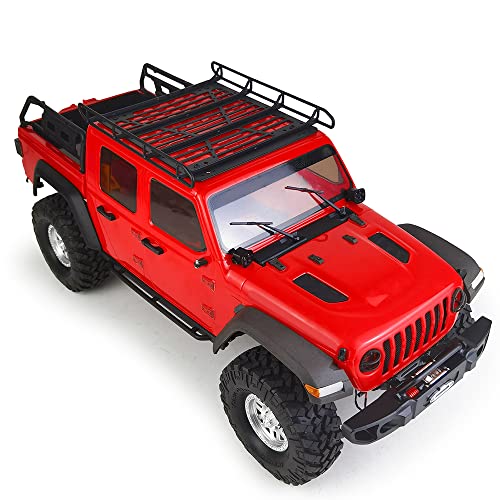 RCLIONS Stainless Steel RC Roof Rack with LED Light Bar for Axial SCX10-III AXI03007 1/10th RC Crawler Truck Car