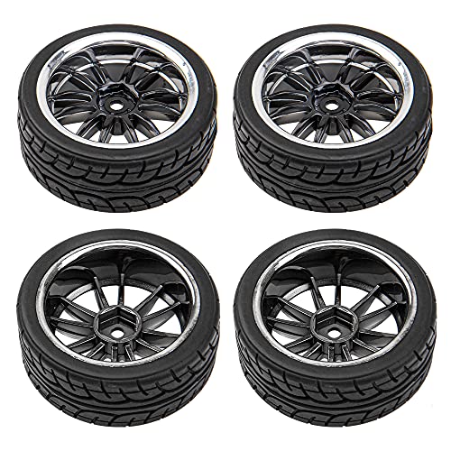 12-Spoke 12mm Hex Hub Wheel Rims & Rubber Tires Compatible with HSP Tamiya HPI Kyosho 1/10 On-Road Touring Car WLtoys 1/14 144001 Traxxas 1/16 Slash RC 1/18 A959B Buggy
