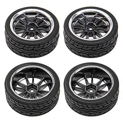 12-Spoke 12mm Hex Hub Wheel Rims & Rubber Tires Compatible with HSP Tamiya HPI Kyosho 1/10 On-Road Touring Car WLtoys 1/14 144001 Traxxas 1/16 Slash RC 1/18 A959B Buggy