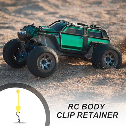 MECCANIXITY 4 Pcs RC Body Clip Retainers, 1.2mm Rod RC Clips Shell Fixed Buckle Lock Springy R Pins Shell Replacement Parts for All 1/8 1/10 Scale Model Car Crawler Truck(Yellow/Black) - color: Yellow Tab Black Clip