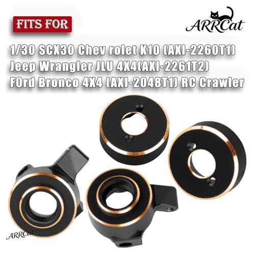 Brass Wheels Weights Steering Knuckles Upgrades Part for 1/30 SCX30 Chev rolet K10/Jeep Wrangler JLU 4X4/F0rd Bronco 4X4 RC Crawler,Front Portal Steering Blocks & Rear Hub Weight,Black