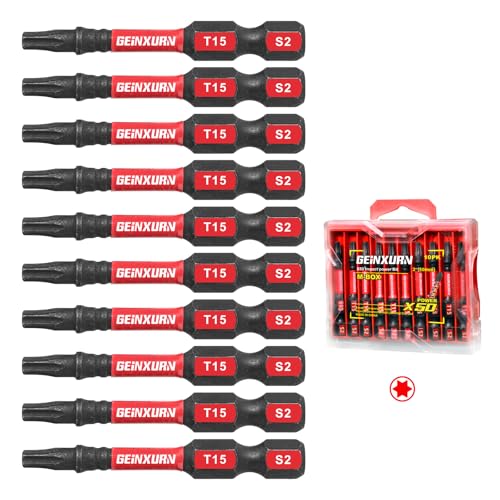 10Pieces 2 In. T15 Impact Tough Magnetic Screwdriver Bit Set, #15 Torx Head Power Bits, S2 Alloy Steel Star Bits with Storage M-Box - color: 10 Pcs, size: T15 - 2 in