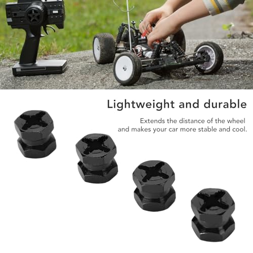 12mm Hex Hub Extenssion, RC Wheel Hex Spacers Hex Drive Adapter, Aluminium Alloy Rustproof Easy Install Sturdy Hex Extended Wheel Hubs for 1/10 RC Car (Black)