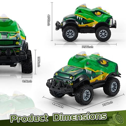 Dinosaur-Shaped Off-Road Vehicle Remote Control Cool Off-Road Vehicle Truck, 2.4GHz RC Car with LED Lights, 1:20Scale, RC Truck, Remote Control car from a Long Distance.Gifts for Boys (Green) - color: Green