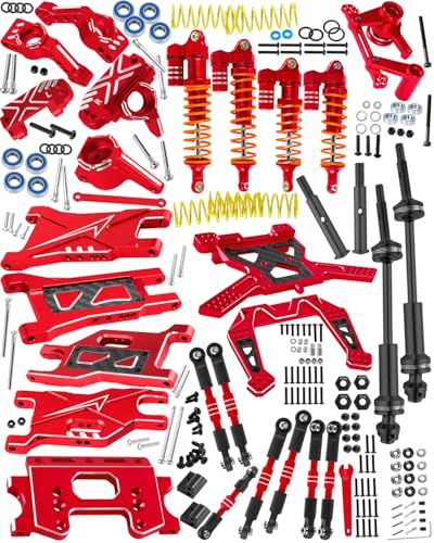 RC Upgrades Part for 1/10 Slash 2WD,Driveshafts,Shock Absorbers &Suspension Arms &Turnbuckles Links&Caster Blocks &Steering Block &Stub Axle Carriers &Shock Towers &Bulkhead,Red - color: Red(2wd)