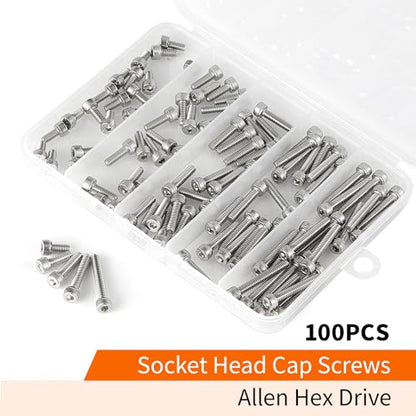 M4 x 8mm 12mm 16mm 20mm 25mm Hex Socket Head Cap Screws Bolts, 304 Stainless Steel, Metric Machine Fully Threaded, Bright Finish, Allen Hex Drive, Assortment Kit 100PCS - size: M4 x 8/12/16/20/25mm (100PCS)