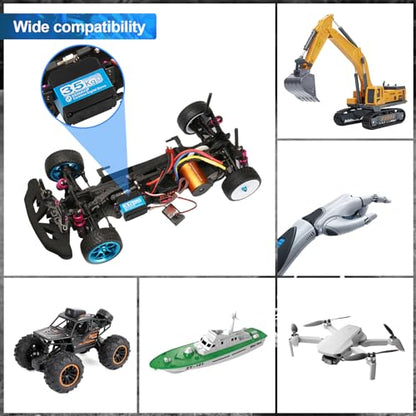 35KG High Torque RC Servo Digital Servo Waterproof Full Metal Gear Steering Servo with 25T Servo Horn Compatible with 1/8, 1/10, 1/12 RC Car Crawler Robot Control Angle 180°