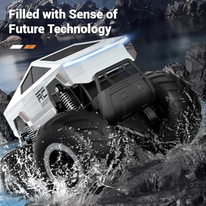 1:16 Cybertruck Remote Control Car, 2.4 GHz 4WD Amphibious Off-Road Pick-up Truck with LED Light, Waterproof Monster Truck Hobby RC Cars Toys for Teen Adults - size: 1 Battery