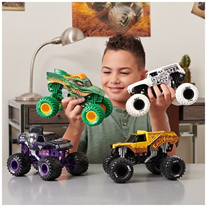 Monster Jam Blue Thunder Monster Truck- New 2024 Aqua Color Scheme - 1:24 Scale Die-Cast Vehicle-Chrome Rims and BKT Tread Tires for Use in All Playsets-Collectible for Fans & Birthday Parties