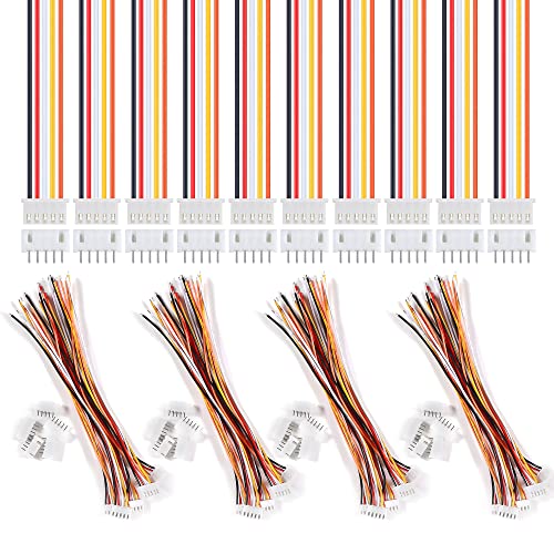 20 Pairs 5 Pin for JST-XH Connector Kit, XH 2.54mm 5pin Header Male and Female Connectors Plug Adapter with Flat Wire Cable 150mm 24AWG Compatible with for JST XH - size: 5pin Kit