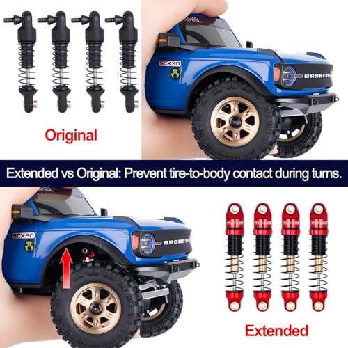 28MM Oil Shock Absorbers Upgrade Compatible with 1/30 RC Crawlers | Fits Axial SCX30 / FCX30 / Orlandoo Hunter Oh32P01 - Oil Damper Upgrade - Red - color: Red