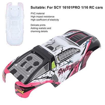SIXRUN RC Car Body Shell PVC Spare Parts High Impact Car Body Shell Frame for SCY 16101PRO 1/16 RC Cars Car Toy Body Shell Remote (Rose Red) - color: Rose Red