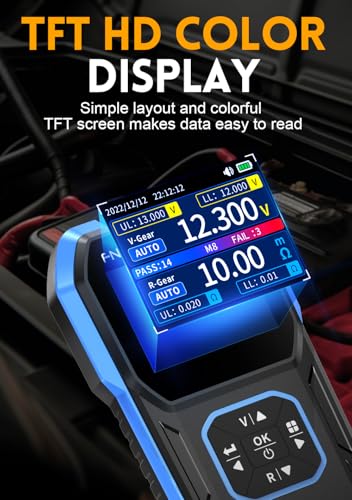 【Upgraded Kelvin Four-Terminal Sensing】 WESTOBIG Battery Tester Internal ResistanceTester for Universal Batteries Meter, Car Battery Tester, 0-100V 0m-200Ω, Digital Battery Analyzer for Automotive