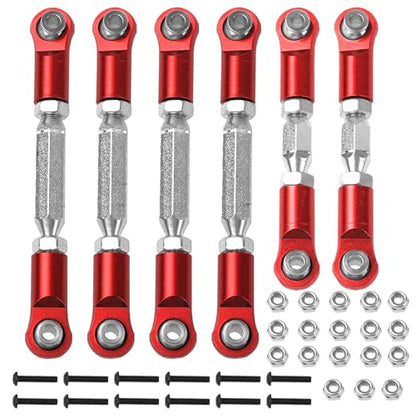 Metal Turnbuckles Rod Camber Links Steering Linkage Tie Rods Pull Rod Compatible with Arrma Granite 4X4 Senton 4X4 Mega550 1/10 RC Car (Red) - color: Red