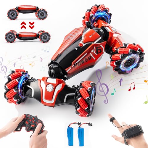 Gesture RC Car, 4WD Gesture Sensing RC Stunt Car Toys for 8-13 Ages Boys Girls, Drift Hand Controlled Remote Control Twist Cars 360° Rotation with Lights Music for Birthday Gifts
