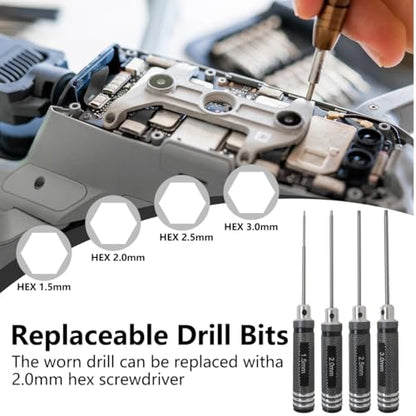 Upgraded RC Multi-Tool Hex Screwdriver Set 1.5/2.0/2.5/3.0mm for Car Boat Helicopter Drone