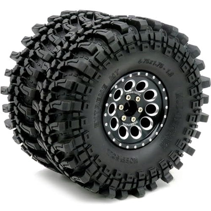 1.9 Tires Height 4.75" (121mm) Mounted on 1.9 Beadlock Wheels Black Fit 1/10 Crawler Redcat Gen8 Traxxas TRX-4 Tamiay CC01 Axial SCX10 Mud Crawler Badland Terrain, (4-Pack, Assembled) - color: Black
