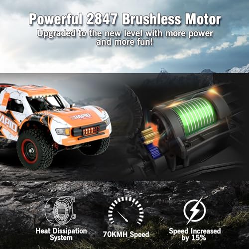 GoolRC 1:14 Brushless RC Trucks, 70 KMH High Speed 4WD RTR Fast RC Cars All Terrain, 2024 New Upgrade Electric Off-Road Remote Control Truck with 2 Batteries, Vehicle Car Toys Gifts - size: 2 battery