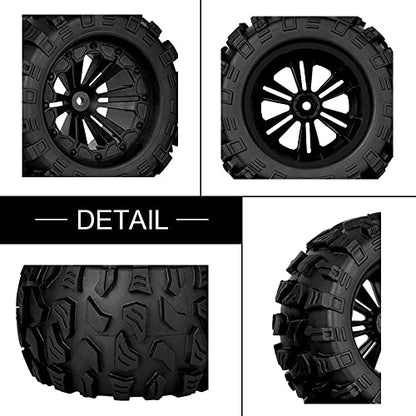 OGRC RC Truck Wheels and Tires 12mm Hex 1/10 Scale RC Monster Truck Buggy 2.8“ Pre Glued RC Tires and Rims with Foam Inserts for Traxxas Axial Redcat Rc4wd 1/10 RC Monster Truck Buggy