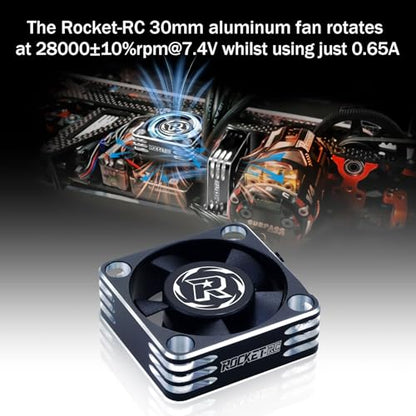 30mm RC Motor Fan 28000RPM ESC Cooling Fan for RC Car 1/8 1/10 1/12 Scale 540 550 Brushless Motor (Black Silver) - style: 30mm Black Silver