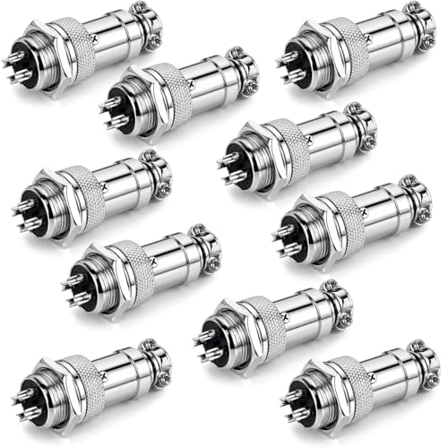 Clyxgs 4-Core Aviation Plug Connector Male Female 16mm Panel Mount Metal Wire Adapter 10PCS - style: GX16-4-10