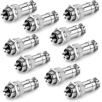 Clyxgs 4-Core Aviation Plug Connector Male Female 16mm Panel Mount Metal Wire Adapter 10PCS - style: GX16-4-10