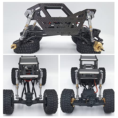 Aluminum RC Shocks Adjustable 53mm Long Shock Absorber Damper for 1/24 Axial Modified Scx24 Vehicles Upgrade Parts (Black) - color: Black