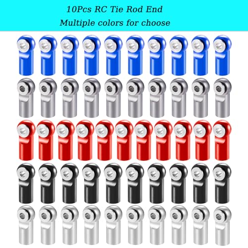 MOHERO 10Pcs M2 Tie Rod End Ball Joint Link Ball Head Holder for RC Car Truck Upgrade Part (Red) - color: Red