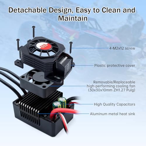 Surpass Hobby 60A Brushless ESC Waterproof Electronic Speed Controller for 1/10 RC Car Truck Off-Road - size: 60A, style: 60A ESC