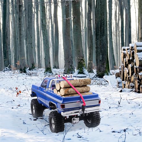 RC Crawler Elastic Trailer Rope Kinetic Winch Strap with Hooks for 1/18 TRX4M TRX4MT 1/24 SCX24 FCX24 AX24 RC Crawler Accessories(Rose Red) - color: Rose Red