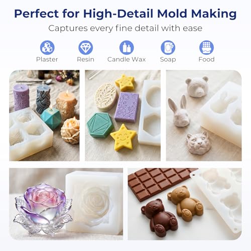 Nicpro 92oz Silicone Mold Making Kit, 15A Platinum Liquid Silicone Rubber | Flexible Silicone Molds Maker Mix Ratio 1:1 for Casting 3D Resins Candle Soap Molds DIY with 12 Mica Powder, Mixing Cups - size: 92oz