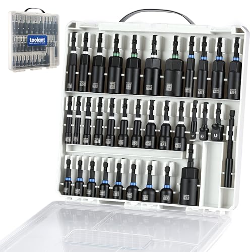 toolant Magnetic Nut Driver Set, 34-Piece | Deep nut drivers, impact socket adapters, wing nut driver, magnetic retention, organized storage case - style: 34pcs assorted