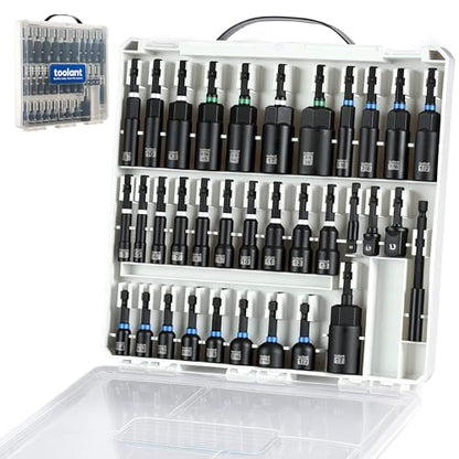 toolant Magnetic Nut Driver Set, 34-Piece | Deep nut drivers, impact socket adapters, wing nut driver, magnetic retention, organized storage case - style: 34pcs assorted