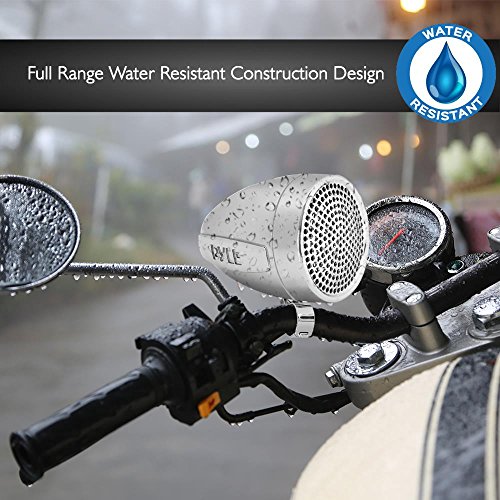 Pyle 300 Watt Weatherproof Motorcycle Speaker and Amplifier System w/ Two 2.25 Inch Waterproof Speakers, AUX IN- Handlebar Mount ATV Mini Stereo Audio Receiver Kit Set - Also for Marine Boat - PLMCA60