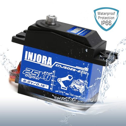 INJORA Servo 25KG High Torque Servo for RC Car Models Crawler Truck (Control Angle 270°) - size: 25kg（270°）
