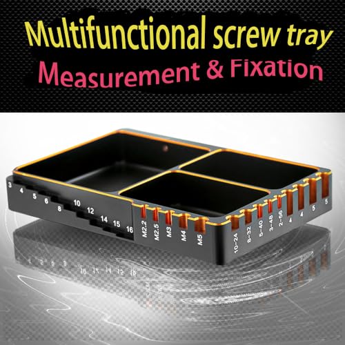 REDSPIDER High Strength Aluminum Alloy RC Screw Tray, Black and Gold, Used for RC Model Toy Repair, Spiral Tray nut Washer Storage Tool for RC car Ship Aircraft Models
