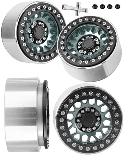 RC 1.9" Beadlock Wheels Rims for 1/10 SCX10 90046 AX103007 TRX4 TRX6 D90 VS4-10 MST CFX Gen8 Gen7 RC Crawler,Alloy Aluminium 1.9 rc Wheel Rim w/Rings,Titanium w/Black - color: Titanium(4pcs)