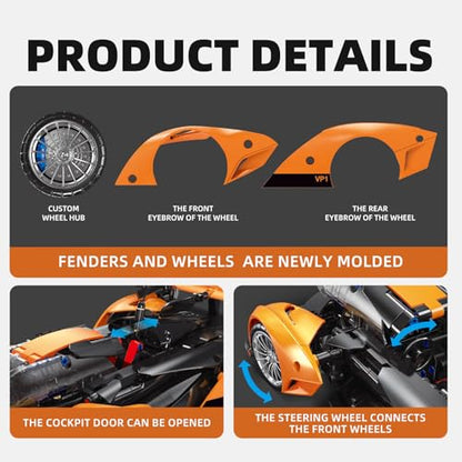 Remote Control Building Car, 1:14 SOLUS GT Construction Car Building Set | with Motors and Rechargeable Battery, Compatible with Technic Car, Collectible Gifts for 10-16 Year Olds and Adults (817pcs)