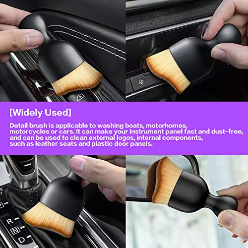 AOCISKA Car Interior Detailing Brush,Soft Bristle Cleaning Brush Car Detailing Brush Dusting Brush,Car Interior Cleaning Tool,Auto Detail Brush Car Dash Duster Brush (Black&Brown with Cap) - color: Black&brown With Cap