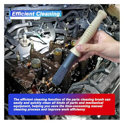 Car Parts Washer Brush, Bullet Head Parts Cleaning Brush for Cleaning Car Interior Exterior, Engine Parts, Wheel Bearing, Boats, Household Grime (Beige/Black) - color: Beige/Black