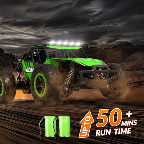 RACENT Remote Control Cars for Adults - 1:16 Scale 20kph Fast RC Truck All Terrain Off-Road Monster Truck for Adults with 2 Rechargeable Batteries (Green) - color: Green