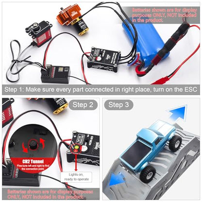 GOUPRC 1621 3500KV Brushless Outrunner Motor with Transmission & Upgarde 30A Brushless Esc for Redcat Ascent 18 1/18 RC Crawler Upgrade