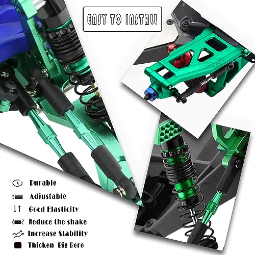 Upgrades for 1/10 Rustler/Slash/Stampede 4x4,RC Shocks&Steel Drive Shaft CVD&Adjustable Turnbuckles Camber Links&A Arm&Caster Block,Steering Blocks,Stub Axle Carriers,Wheel Hex&Hex Hub,Green
