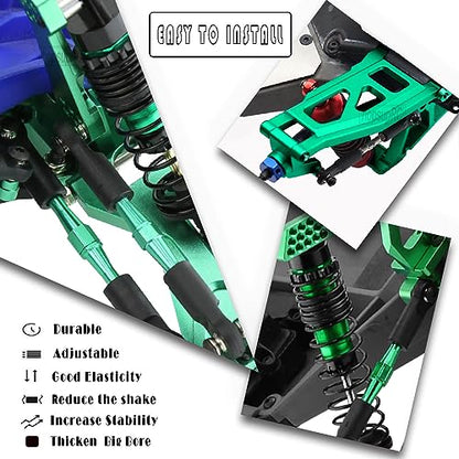 Upgrades for 1/10 Rustler/Slash/Stampede 4x4,RC Shocks&Steel Drive Shaft CVD&Adjustable Turnbuckles Camber Links&A Arm&Caster Block,Steering Blocks,Stub Axle Carriers,Wheel Hex&Hex Hub,Green