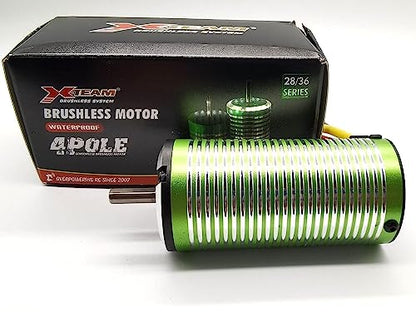 XTEAM 3674 1900KV Brushless Motor 2400W 78A 31V 4-Pole Design, Suitable for 1/8 1/10 1/12 RC Electric Racing Car, Buggy, RC Boat - size: 3674-1900KV