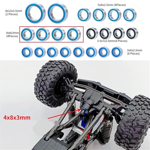 Bearing Kit for TRX4M for Bronco for Defender 1/18 RC Crawler Replacement Parts rc Car Modified Pieces 22Pcs Sealed Ball Bearing Set