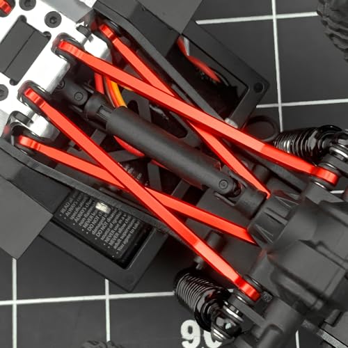 8Pcs High Clearance Chassis Linkage Kit for 1/18 Redcat Ascent | Aluminum Steering Link Set,RC Upgrade Parts - style: Red
