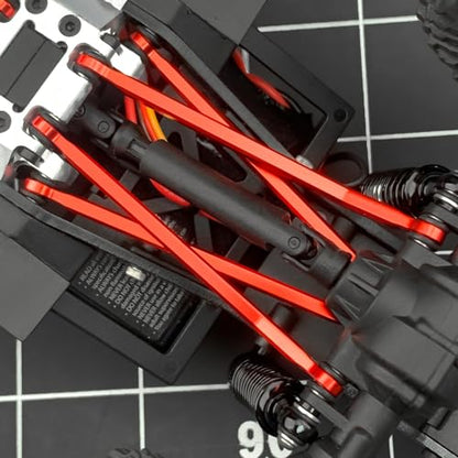 8Pcs High Clearance Chassis Linkage Kit for 1/18 Redcat Ascent | Aluminum Steering Link Set,RC Upgrade Parts - style: Red